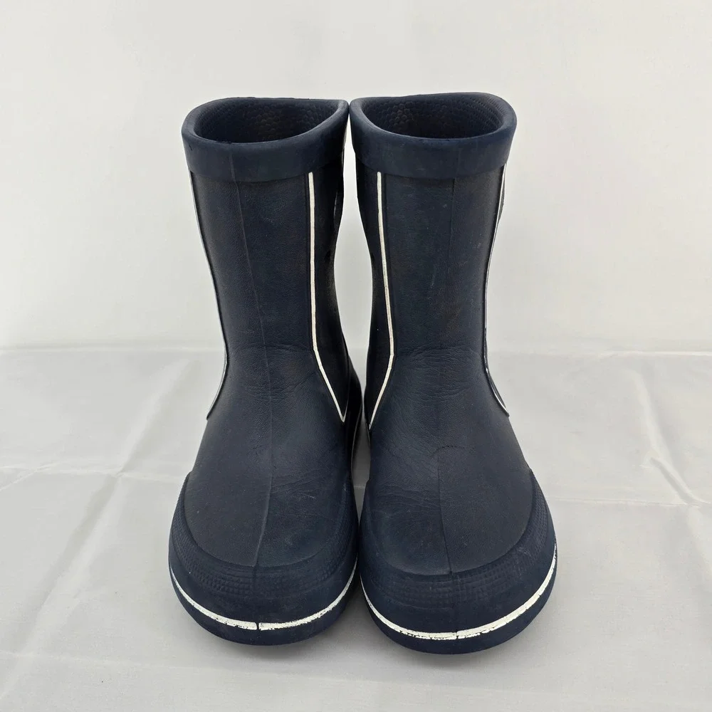 Crocs Crocband‎ Rain Boots Navy Blue White Kids Size 10 11 Waterproof Pull On